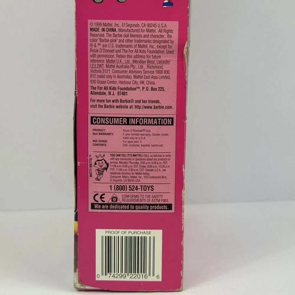 1999 Rosie O'Donnell Friend of Barbie Doll Mattel New In Box #22016